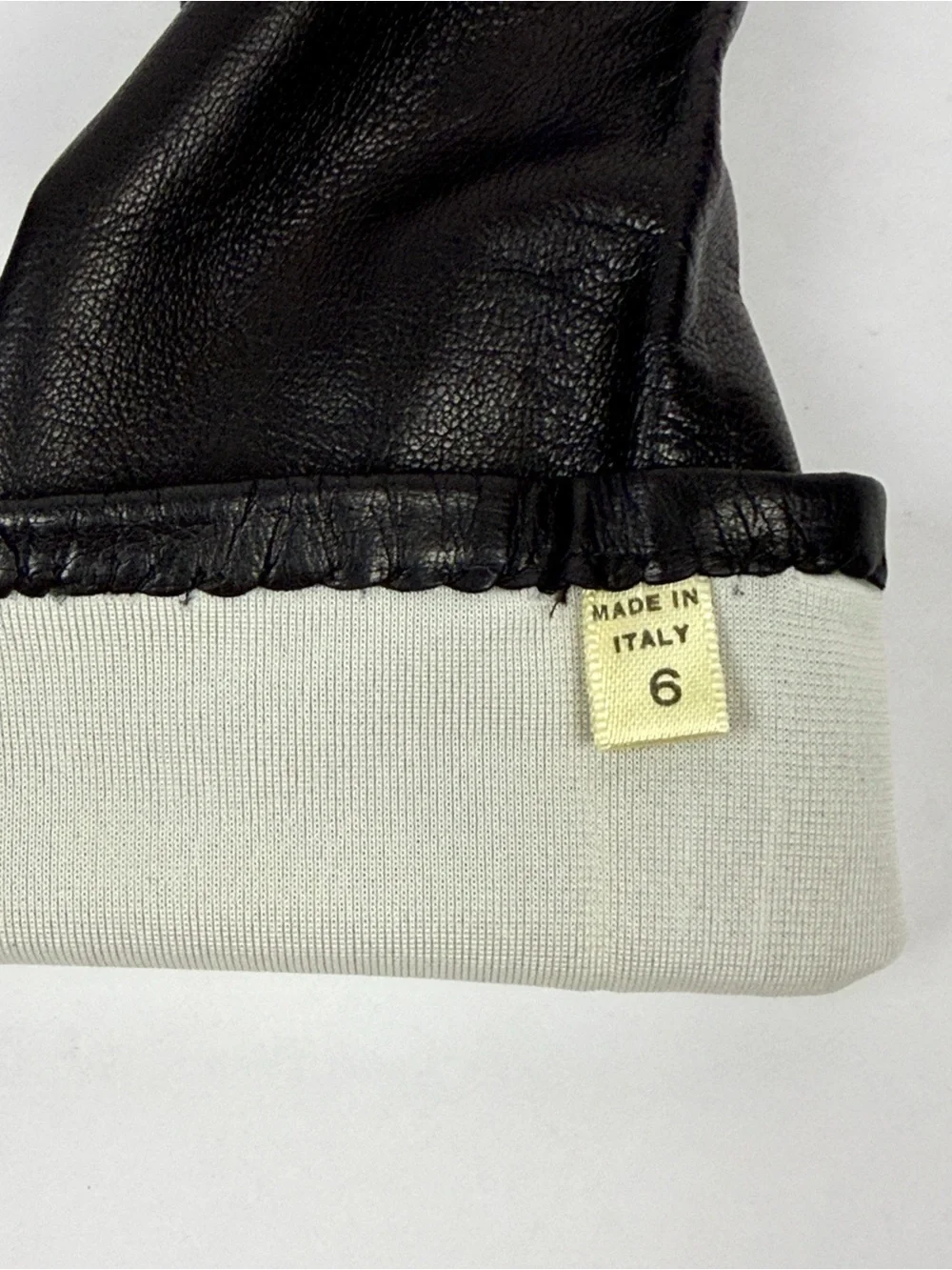 Vintage Black Long Leather Gloves Lined size 6 made in Italy